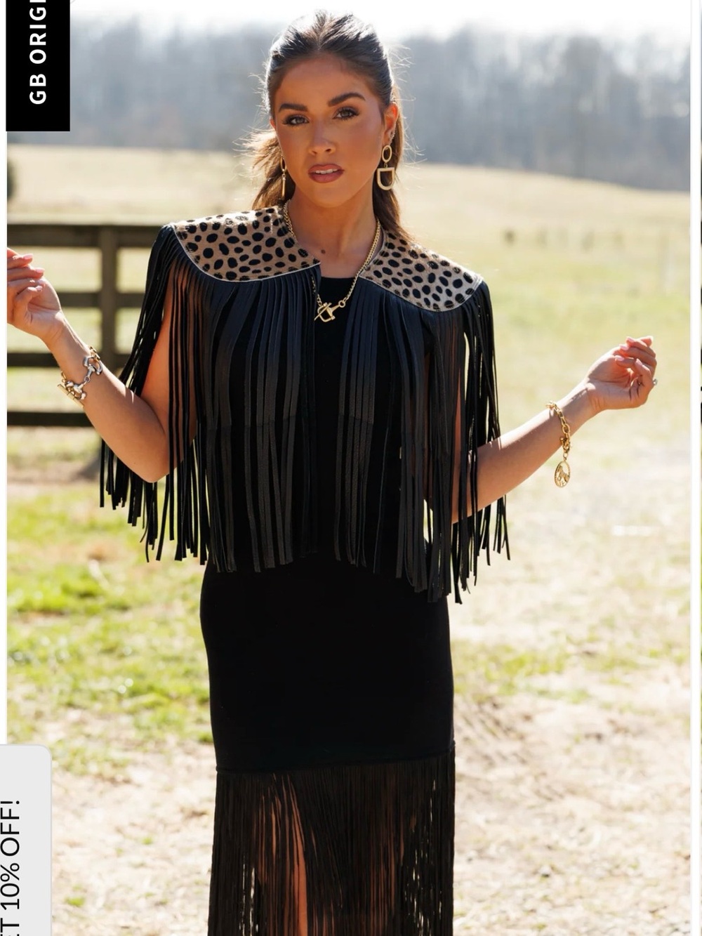 In 🔜 Glitzy Bella Original Cowhide Leather Fringe Shawl in Leopard